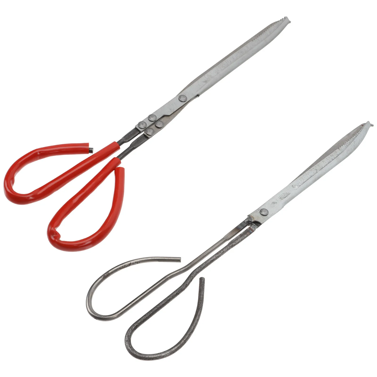 

2Pcs Multi-Function Garbage Clamp Non-Slip Serrated Scissor Tong for Crab Loach Picking Strong Iron Plastic Handle