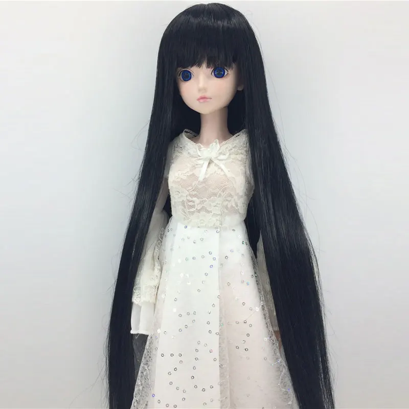 1/3 1/4 1/6 1/8 1/12 BJD sd  doll wig black high temperature fiber heat resistant wire long straight bangs doll hair