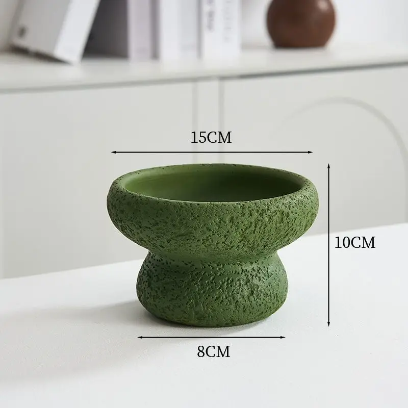 Green Lava Textured Ceramic Flower Pot Nordic Style 15cm Caliber Succulent Planter Desktop Bonsai Pot For Indoor Outdoor Home