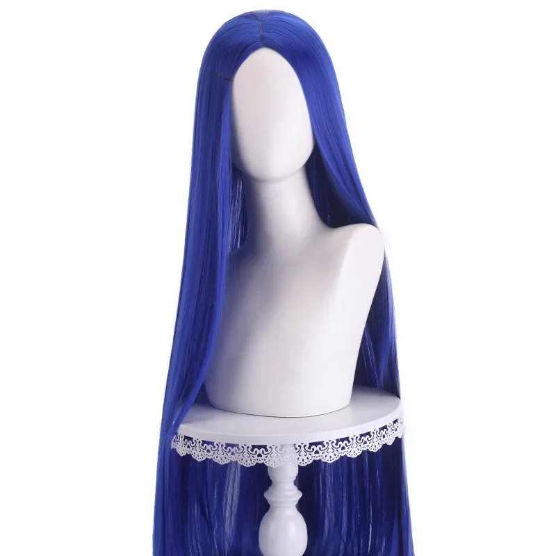 Lange gerade Cosplay-Perücke, 100 cm, Mittelscheitel, zentraler Split, blond, rosa, rot, lila, hitzebeständige Kunsthaar-Perücken