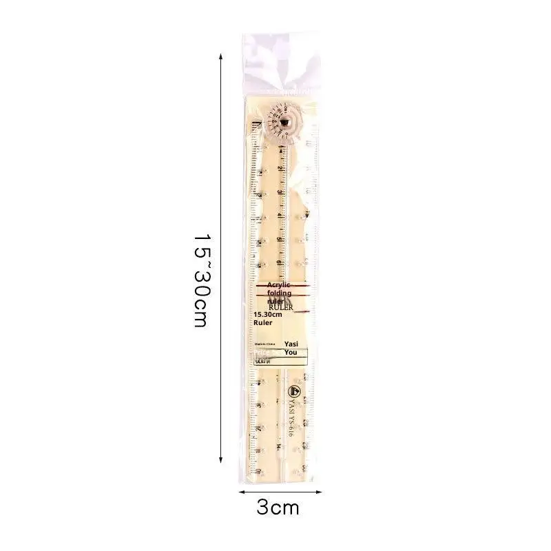 1/2/3PCS 30CM Acrylic Transparent Folding Ruler Simple Drawing Ruler Measuring Rulers For Students Office School Stationery