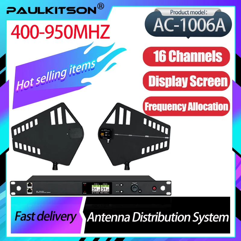 

Paulkitson Ac-1600a Rf Signal Distribution System 16 Channel Antenna Splitter Amplifier For Uhf Wireless Microphone 500-950MHz