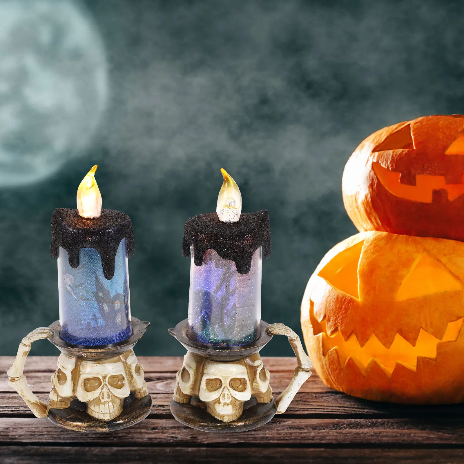 

Halloween Decorative LED Pumpkin Skull C les Hollow Small Light Weight Battery Operated Wax Electronic Component