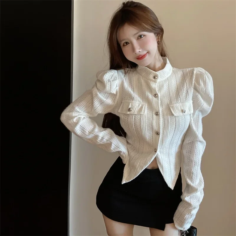

Camisas De Mujer 2025 New Pull Sleeve Slim Blouses for Women Single Breasted Casual Shirts Y2k Tops Fashion Korean Blouse 2025