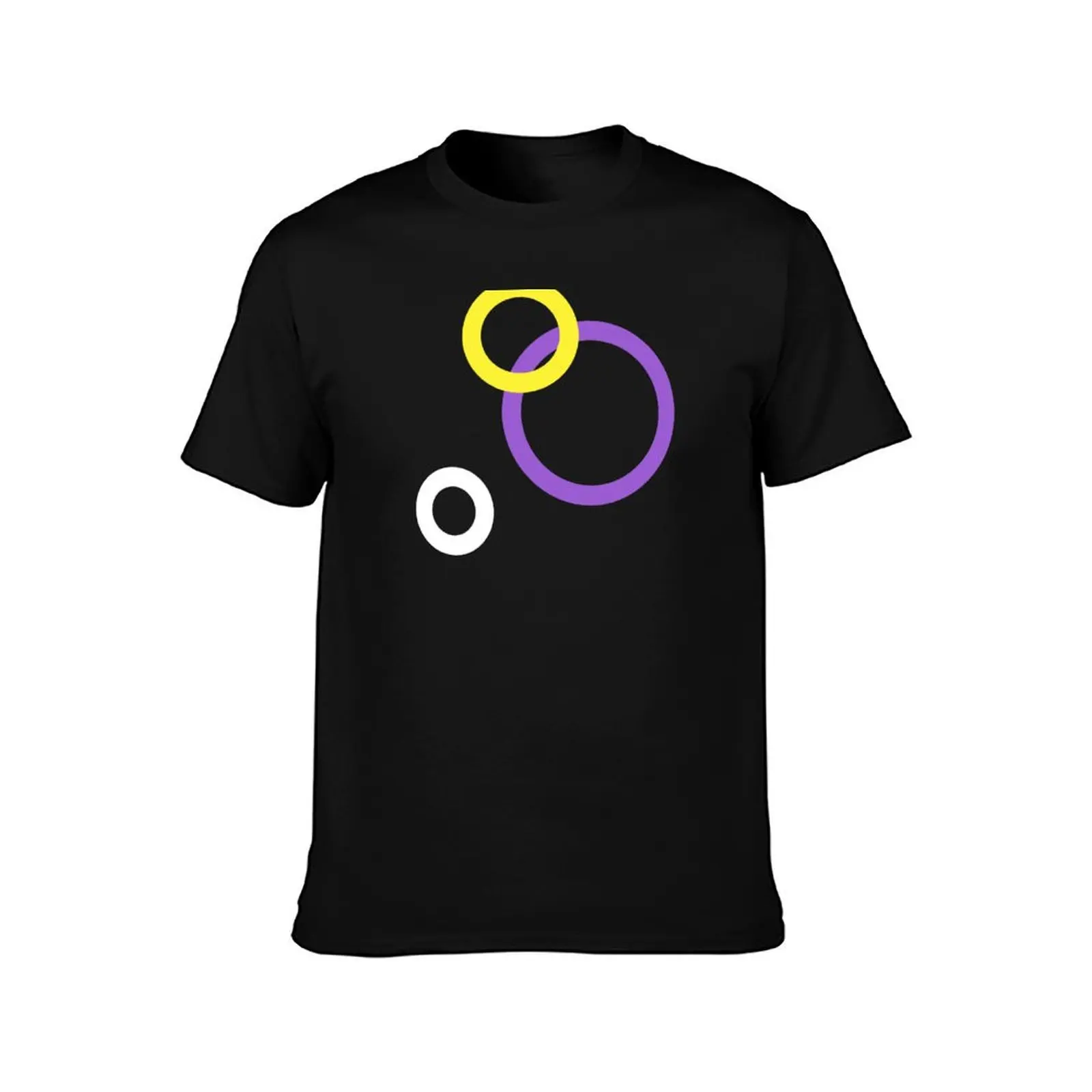 Stealth Nonbinary Pride Art Circles Print T-Shirt Plus Size Summer Casual T-Shirt
