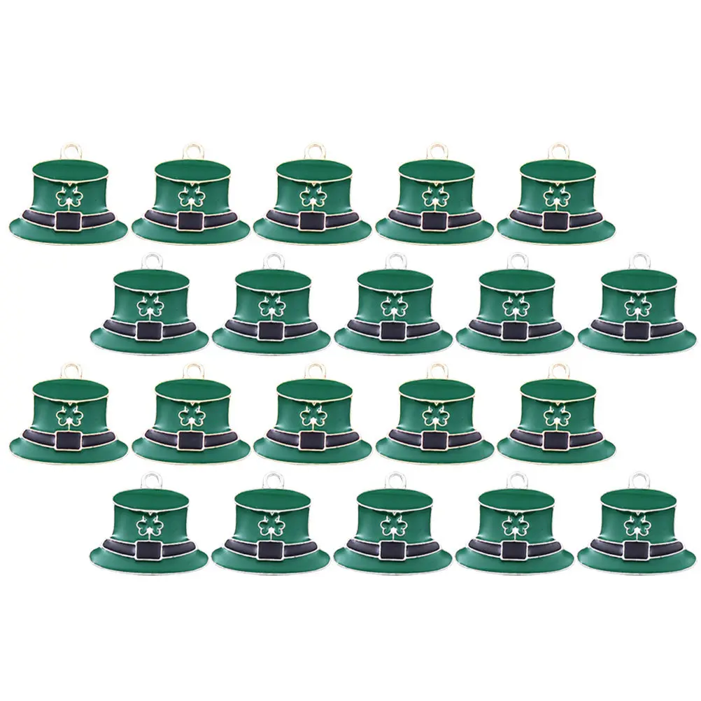 

20Pcs Shamrock Hat Shaped Alloy Pendants Corrosion Resistant DIY Jewelry Charms for Bracelets Necklaces Keychains