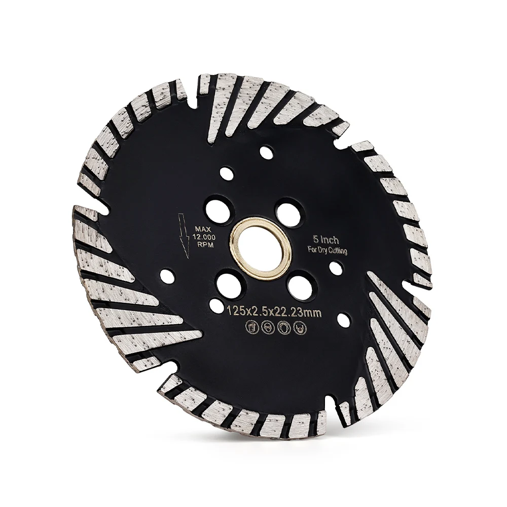 1pc 5 Polegada turbo triângulo diamante lâmina de serra para corte de granito corte profundo com disco de corte de proteção inclinada para alvenaria de mármore