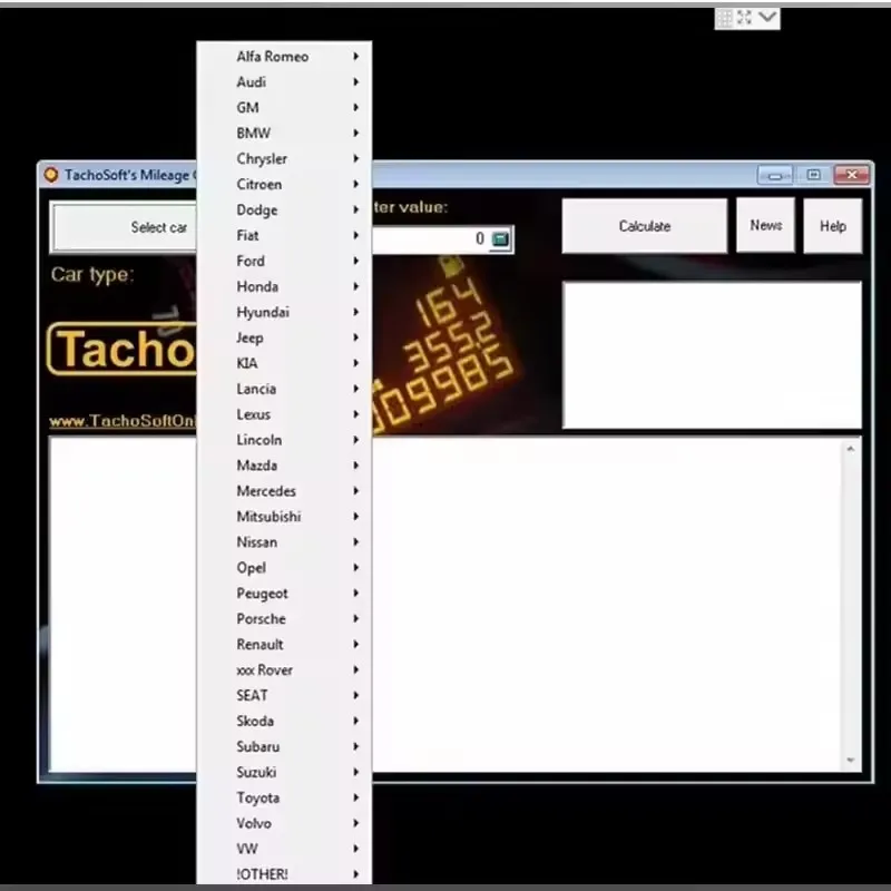 TachoSoft Wijzigen Kilometerstand Rekenmachine 23.1 Software voor Auto EEPROM ECM Engelse Versie Kilometerstand Berekening Tool voor Peugeot