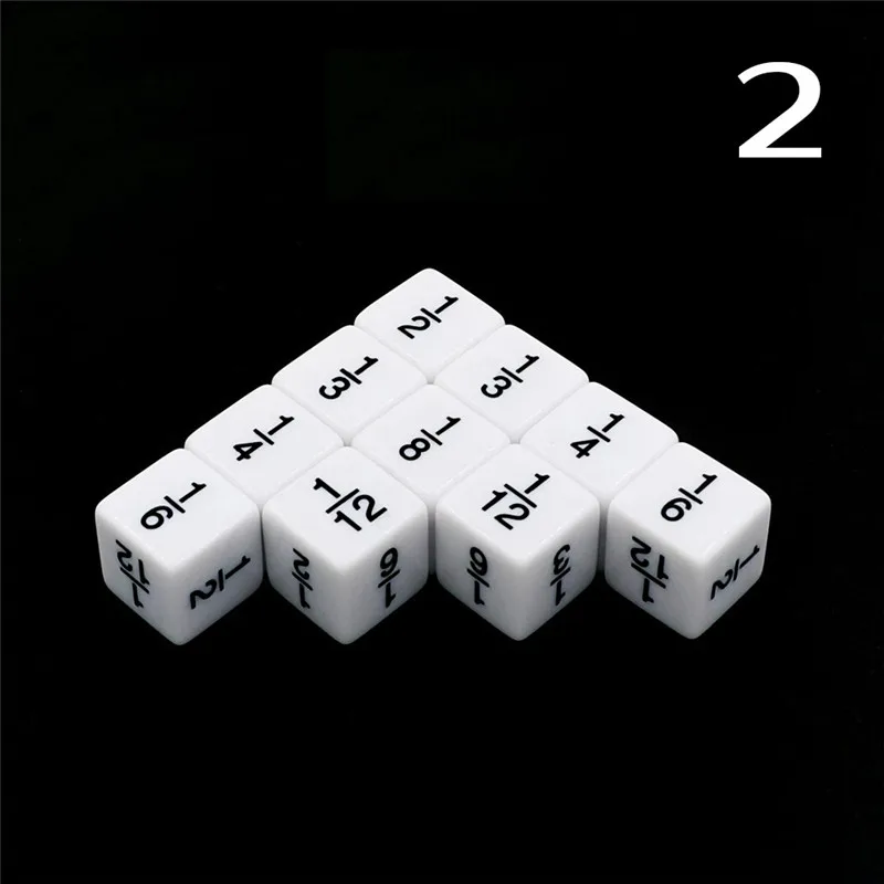 10 PCS/Set D6 Fraction Symbol Number Funny Dice Multiplication And Division Dice Education Game Accessory