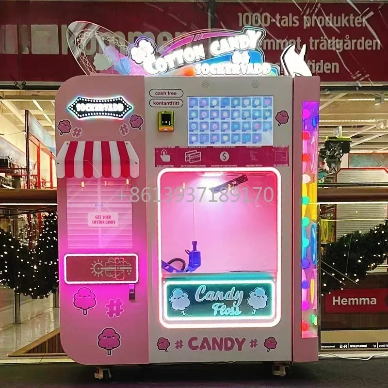 Professional Candy Floss Machine Manufacturer for Sale Party Commercial Fully Automatic Smart Cotton Candy Vending Machine