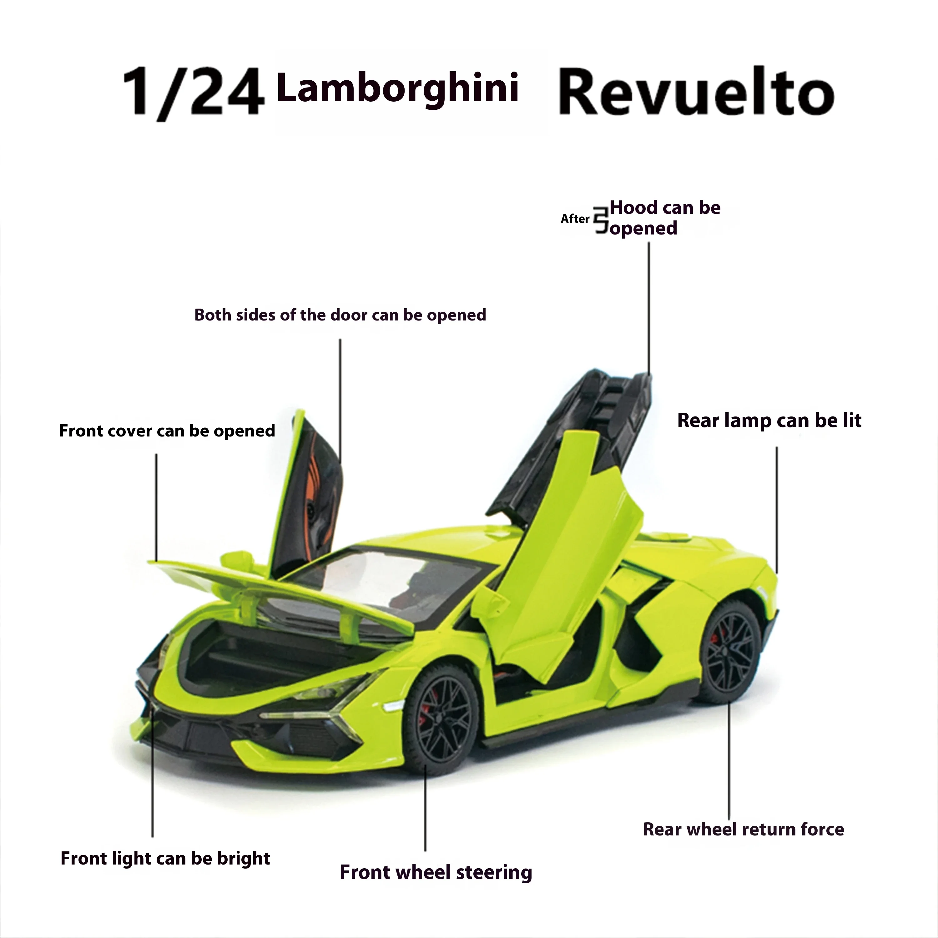 1:24 Lamborghini Revuelto Spray Version Alloy Diecast Car Model Computer Desktop Ornaments Trendy Decorations Gifts For Friend