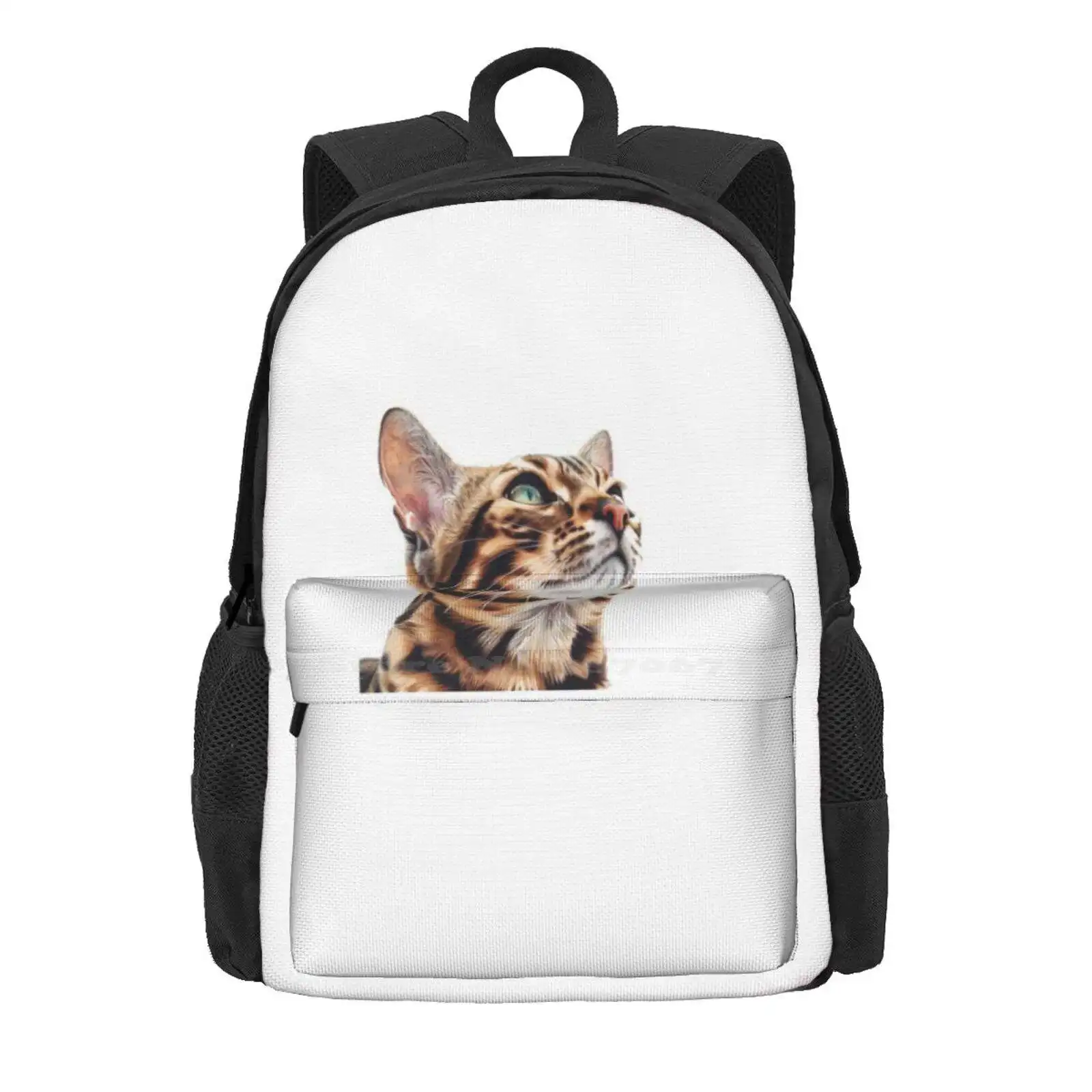 Cute Bengal Cat Face Hot Sale Schoolbag Backpack Fashion Bags Kitty Cats Animal Bengal Cat Pets Kittens Cute Cat Grey Cat Meow