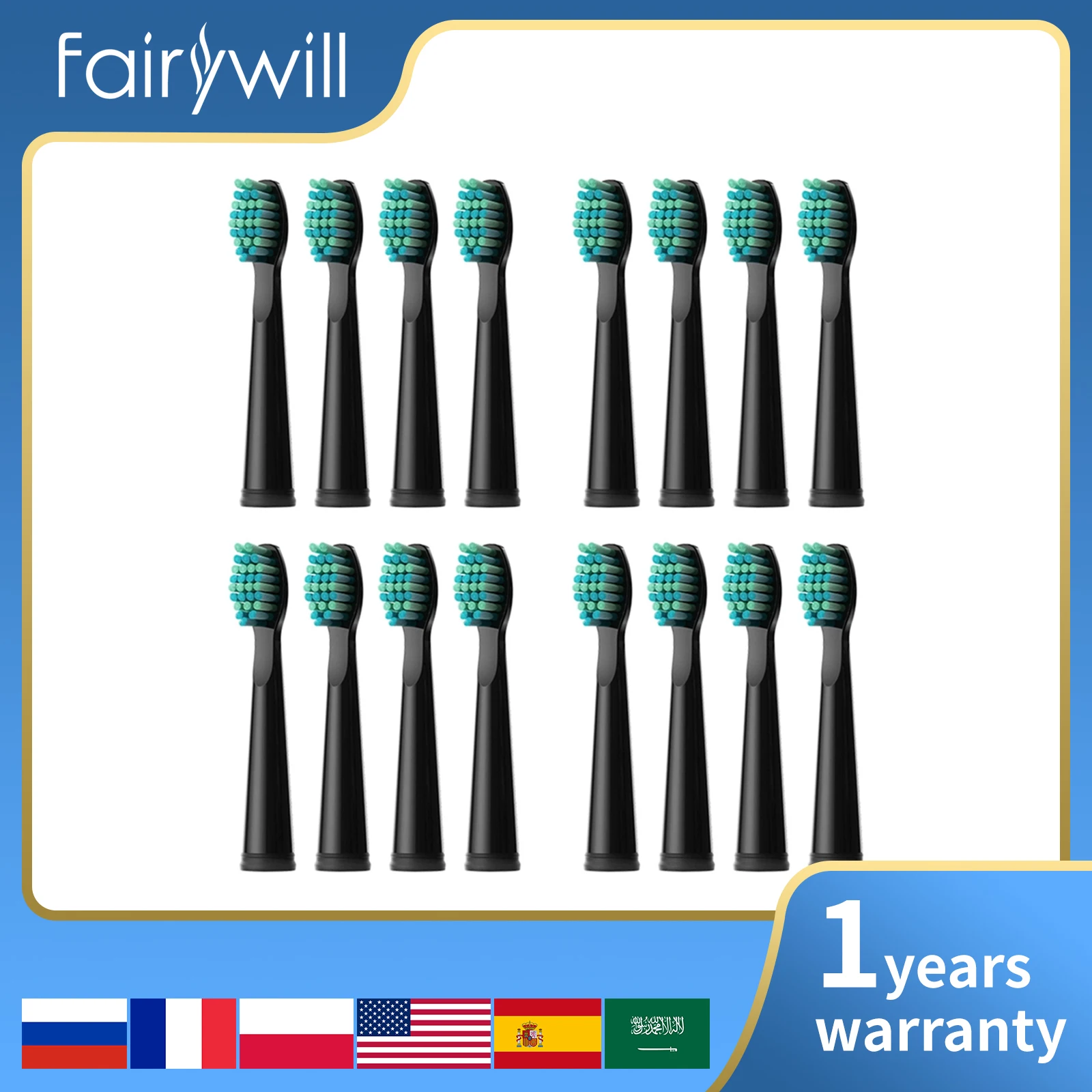 2023 Fairywill Toothbrush Replacement Heads 4Pcs 8 Pcs 16 Pcs Electric Toothbrush Sets for FW-507 FW-508 FW-917 Head Toothbrush