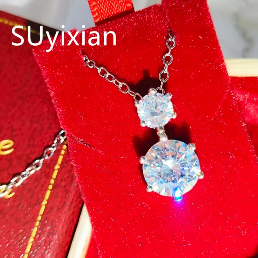 

Стильное простое ожерелье из стерлингового серебра 925 пробы с двойным цирконом, подарок на день рождения, годовщину, вечеринку