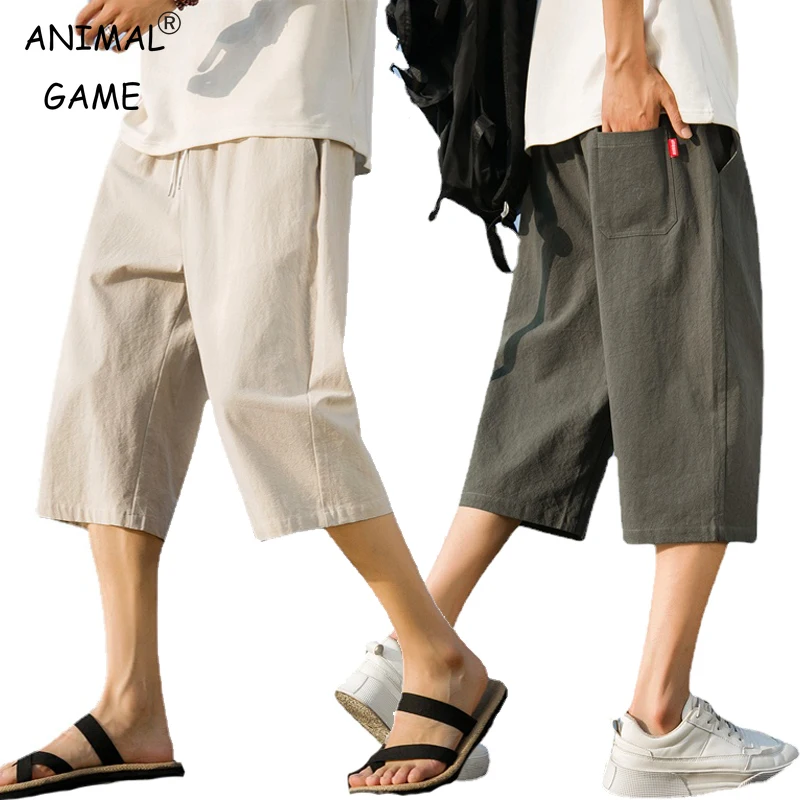 Summer Cotton Linen Short Pants New Solid Color Lightweight Shorts Large Jogging Beach Shorts for Men Loose Sweatpants