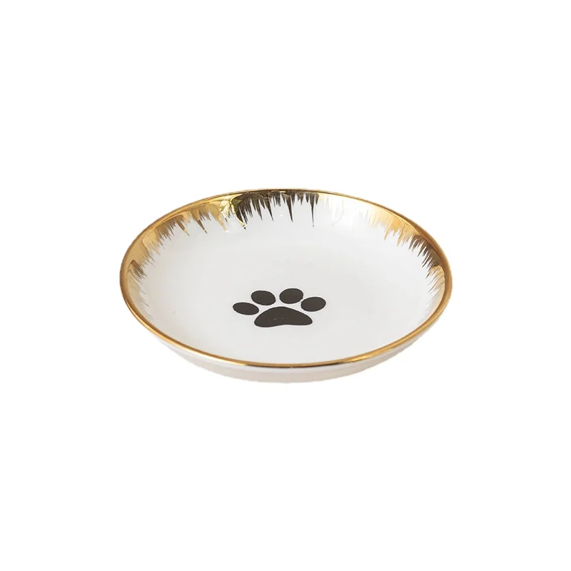 Nordic Style Pet Ceramic Bowl Dog Bowl Pet Feeding Dish Snack Canned Plate Neck Protector Cat Elevated Feeder Cat Bowl