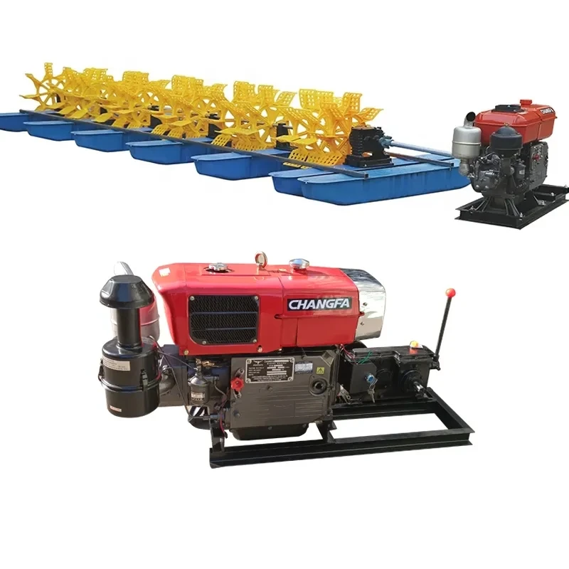 Aquaculture Pond Water Treatment Freshwater CHANGFA Dies el Engine 16 Impellers Paddle Wheel Aerator