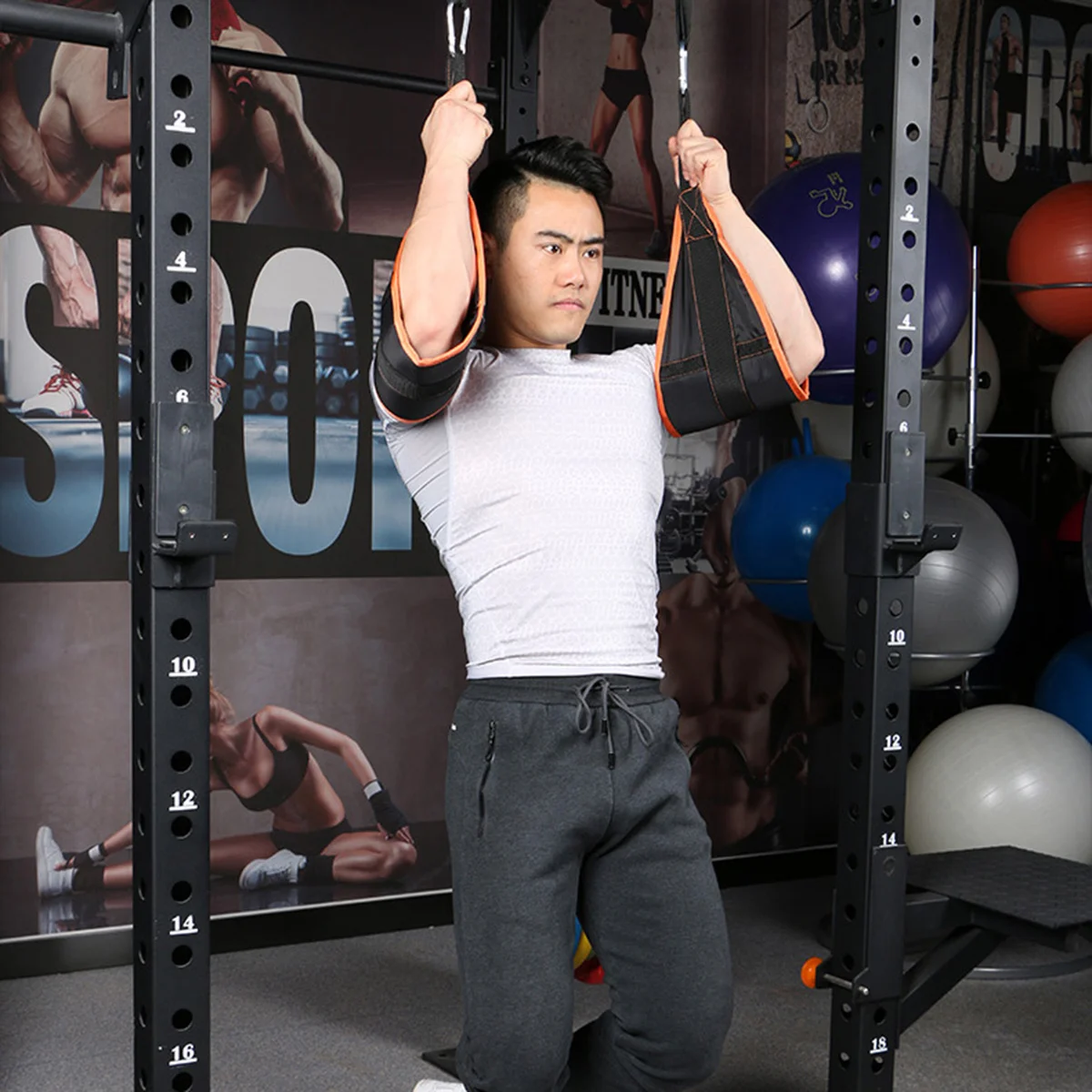 Picture 6: 1Pair Thickened Ab Strap for Abdominal Training Heavy Duty Nylon Hanging Straps for Pull Up Bar Chin Up Bars Gym Workout