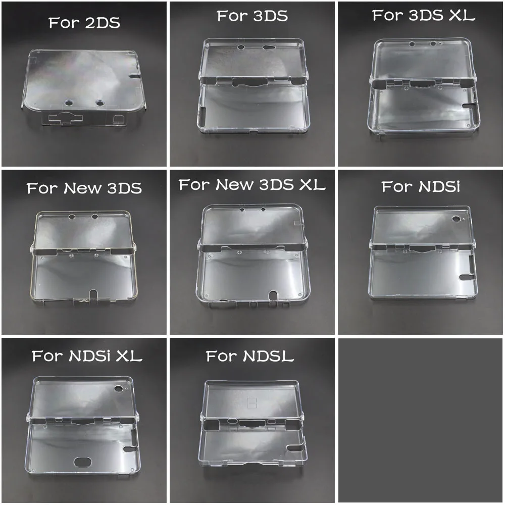 1Set Clear Crystal Protective Case +Dustproof Film +Stylus Pen For NDSL NDSi XL 2DS 3DS XL New 2DS 3DS XL LL Game Console Shell