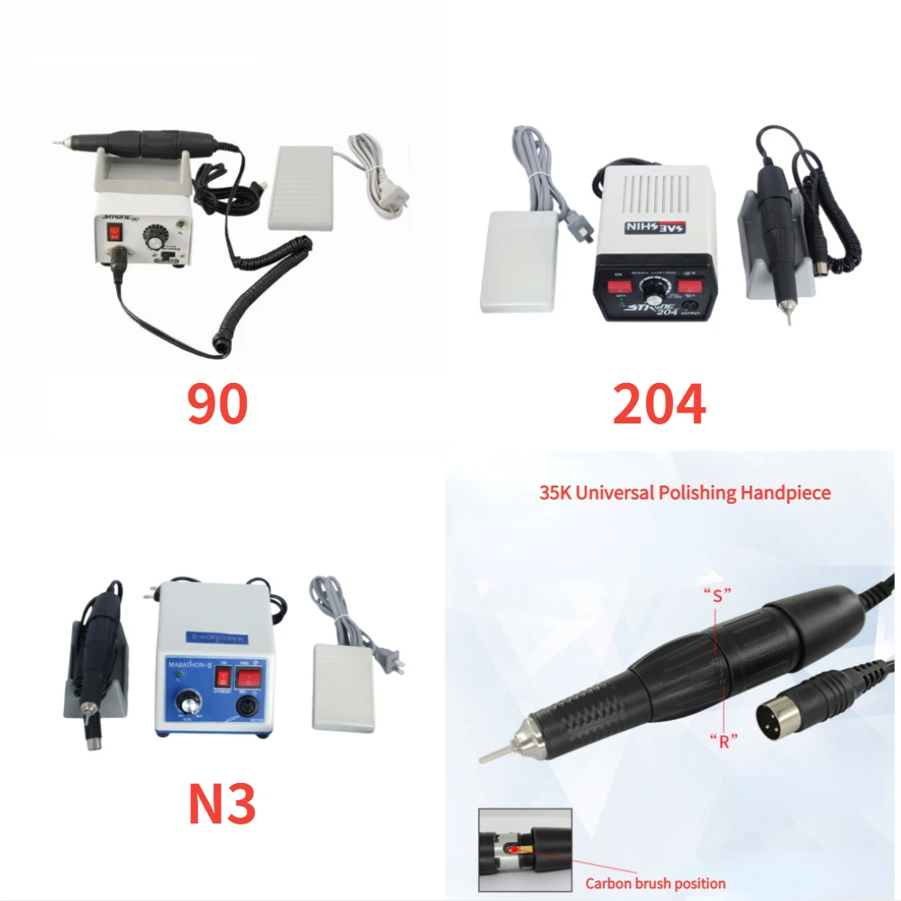 

NEW 35000RPM Dental Lab Micromotor STRONG 204/90/N3 +STRONG 102L 35K Polishing High Speed Straight/ Bending Handpiece