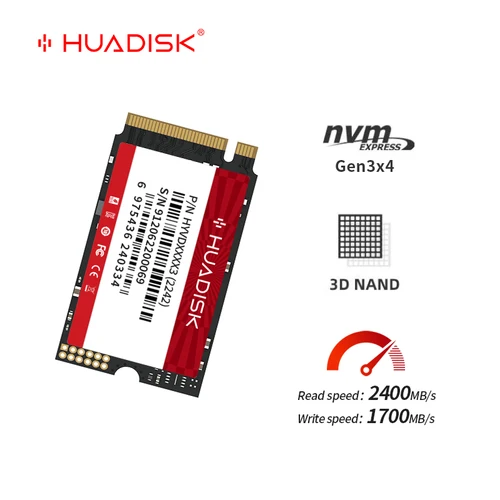 HUADISK M 2 NVMe SSD 512GB 256gb 128GB M.2 2242 Nvme PCIe 2242 SSD 1TB disco de estado sólido interno para Orange PI 5 Lenovo S540