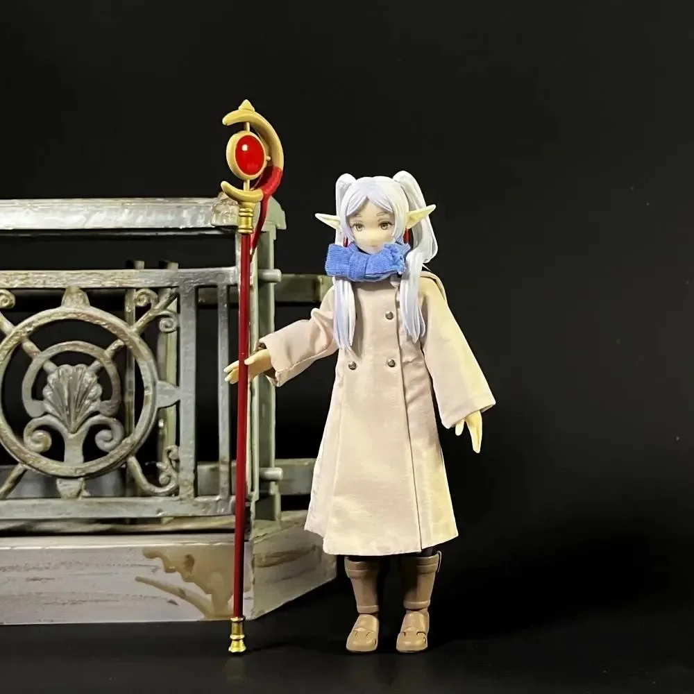 Handmade 1/12 Scale Magical Girl Classic Style Winter Coat Blue Scarf Set Fit 6inch Shf Frieren Action Figures Body Model