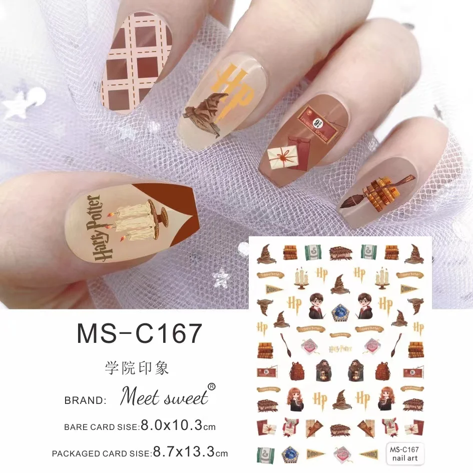 Miniso New Anime Figure Harry Potter Nail Stickers Magic Nail Supplies Nail Art Decal Harry Potter Wizard Hat Stickers For Nails