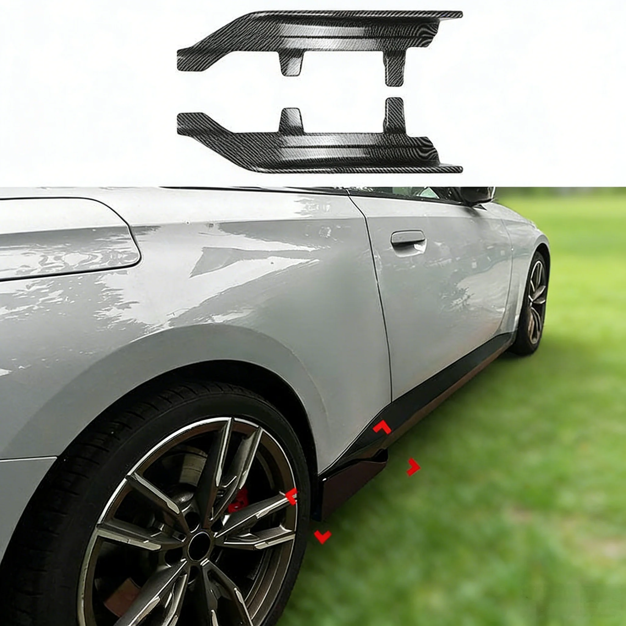 

For BMW 2 Series G42 M Sport 2022-2025 Side Skirt Spoiler Side Splitters Canards Guard Accessories