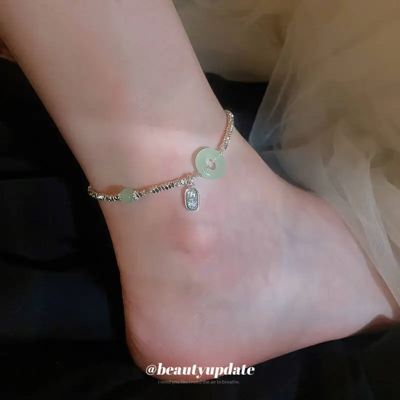 

Broken silver black gallstones safe buckle attract wealth and fortune chains with Chinese style niche rings temperament high-end