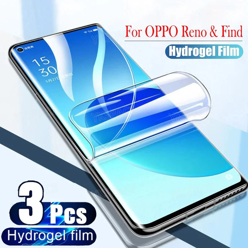 3Pcs Soft HD Clear Full Cover Hydrogel Film For OPPO Reno 3 4 5 6 7 8 8T 9 10 11 12 Pro Plus 5G TPU Screen Protector