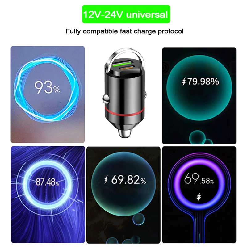 30W USB C Car Charger adapter PD QC3.0 Mini USB charger Fast charging iPhone Samsung Huawei Xiaomi OPPO mobile phone charger