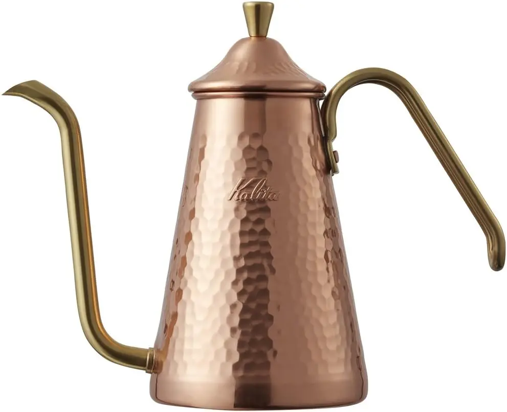 Cafetera Karita Tsubamesanjo, Cobre, 700 ml (23.7 fl oz), Boca Estrecha, Boquilla, Apta para Fuego Directo, Hecha en Japón, Modelo Slim 700CU # 52203
