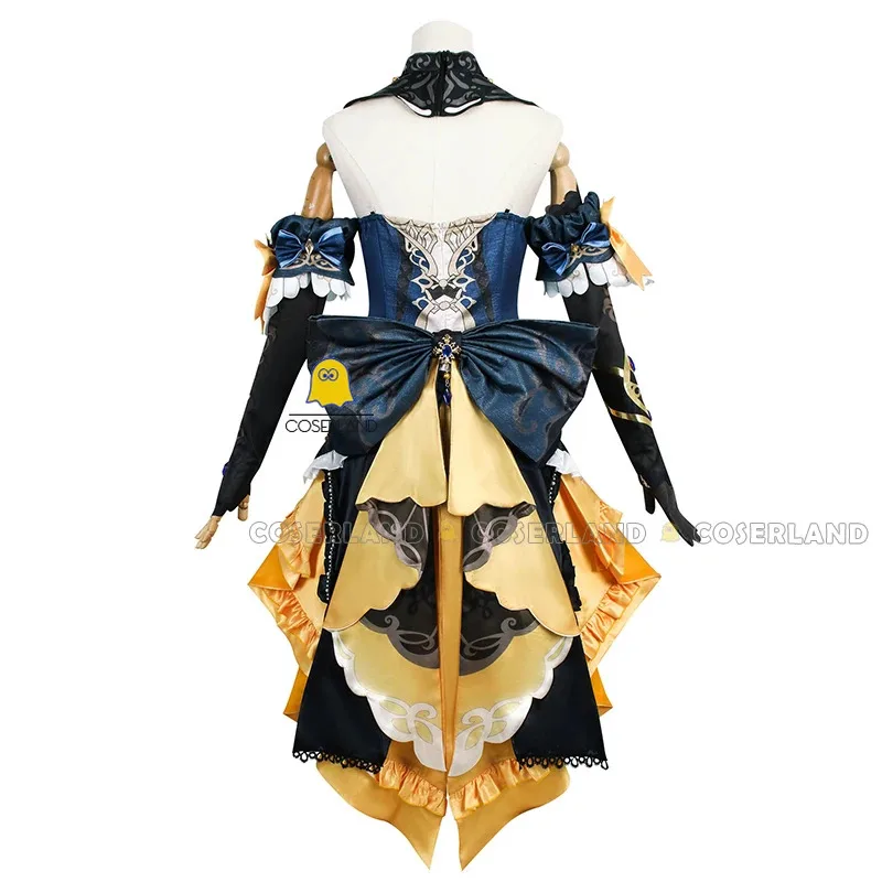 Navia Genshin Impact Cosplay Costume Wig Dress Fontaine Spina Di Rosula Hat Earrings Halloween Party Costume for Women Role Play