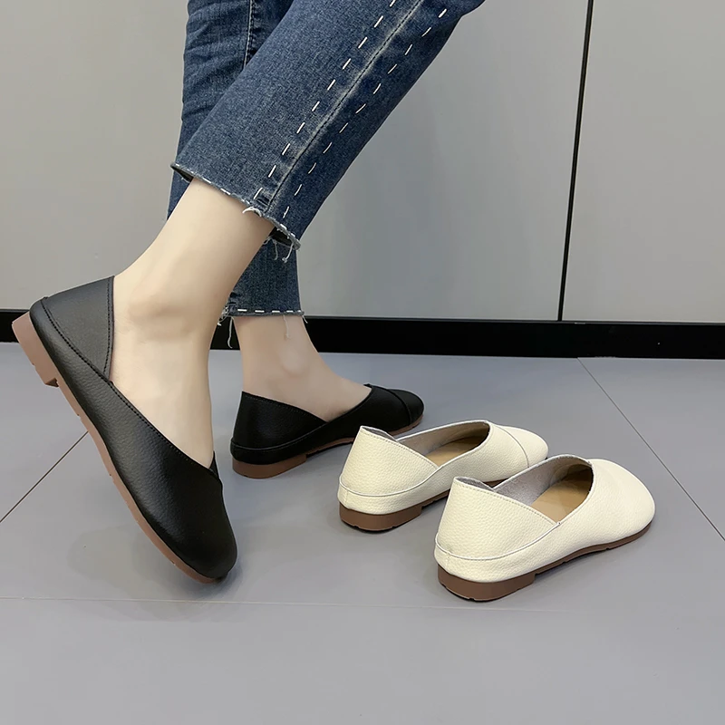 Frauen Slip-On Lack leder Slipper Dame lässig runde Zehen niedlichen Wohnungen Krankens ch wester Schuhe Sneaker Frühling Herbst Mode Balletts chuh