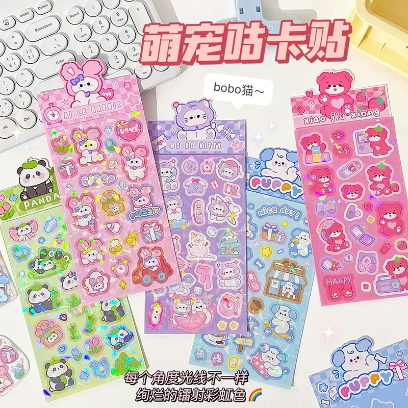 Cartoon Dier Familie Guka Sticker Schattige Panda Handboek Sticker Diy Decoratie