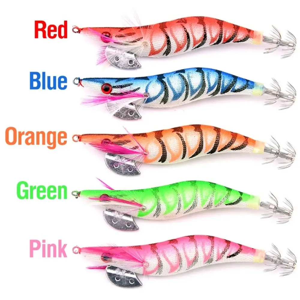 5 قطعة توهج في الظلام مضيئة الحبار الصيد إغراء عيون ثلاثية الأبعاد الملونة خشبية الروبيان الطعم طبقة مزدوجة هوك UV رد الفعل