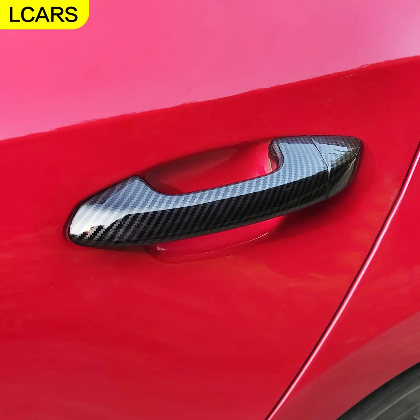 Schutzabdeckung für Außentürgriffe, passend für Kia Stinger 2018, 2019, 2020, 2021, 2022, 2023, Türgriffabdeckung im schwarzen Carbonfaser-Muster, Außendekoration, Schutzabdeckung für vier Türgriffe