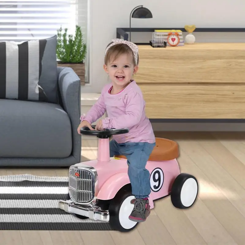 ركوب الاطفال على اللعب ركوب الرجعية على دفع سيارات لعبة ركوب على سيارة مع عجلة القيادة تعلم المشي اللعب مع عجلات مكافحة التمديد