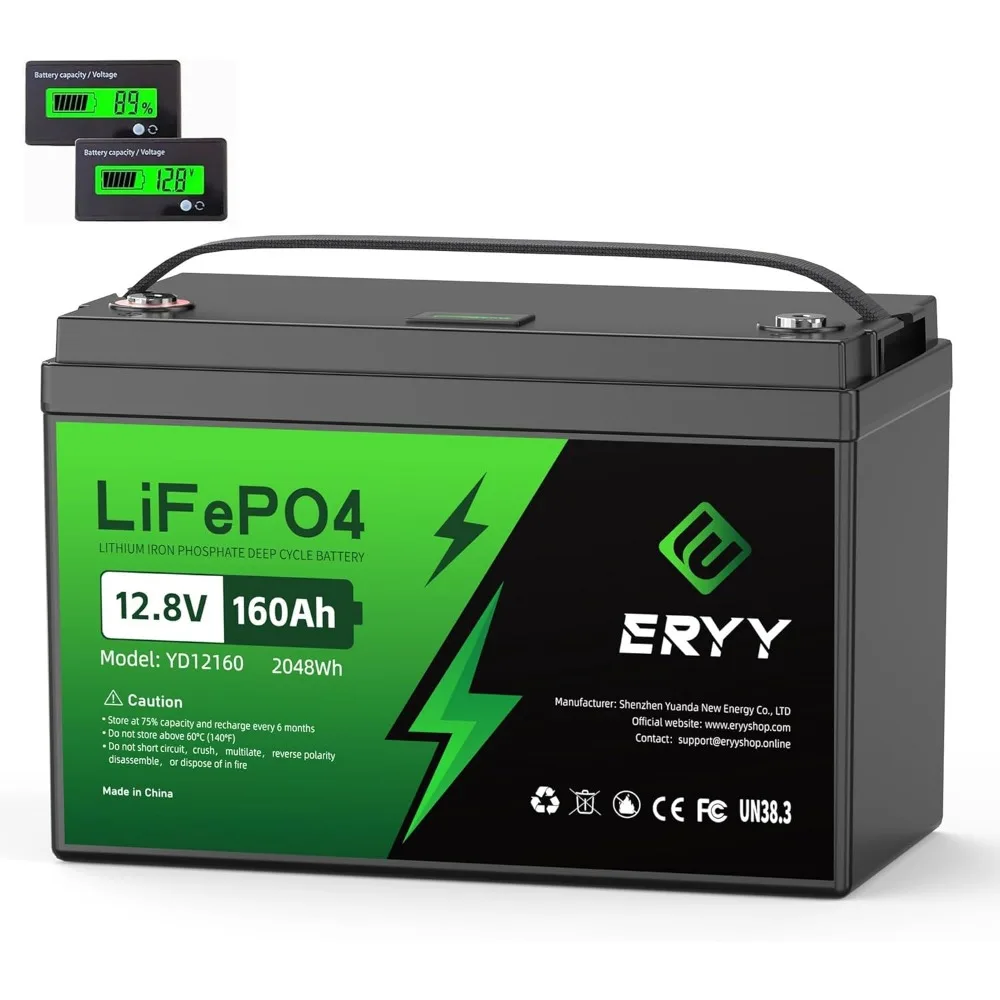 12V 160Ah LiFePO4 Battery, Group 31 Deep Cycles Lithium Battery, Low Temperature Protection, 100A BMS, 4000+ Cycles Battery for