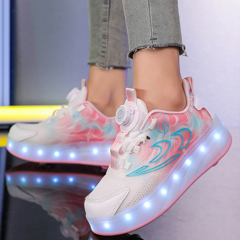 Childrens Sports Shoes Night Light Shoes USB Charging LED Lighting Sports Skateboard Shoes Waterproof Boys Girls Sneakers