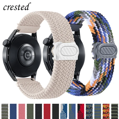 Correa trenzada de 20mm/22mm para Samsung Galaxy Watch 6 4 classic/5 pro/active 2/s3/46 pulsera de nailon Huawei watch GT2 3 4 Band