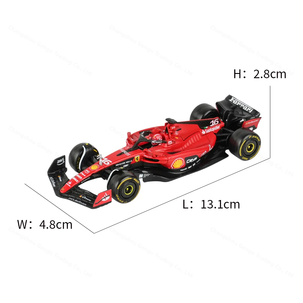 Bburago 1:43 Ferrari 2023 SF23 # 16 F1 Formula Car Vehículos fundidos a presión Modelo coleccionable Juguetes de carreras Caja acrílica