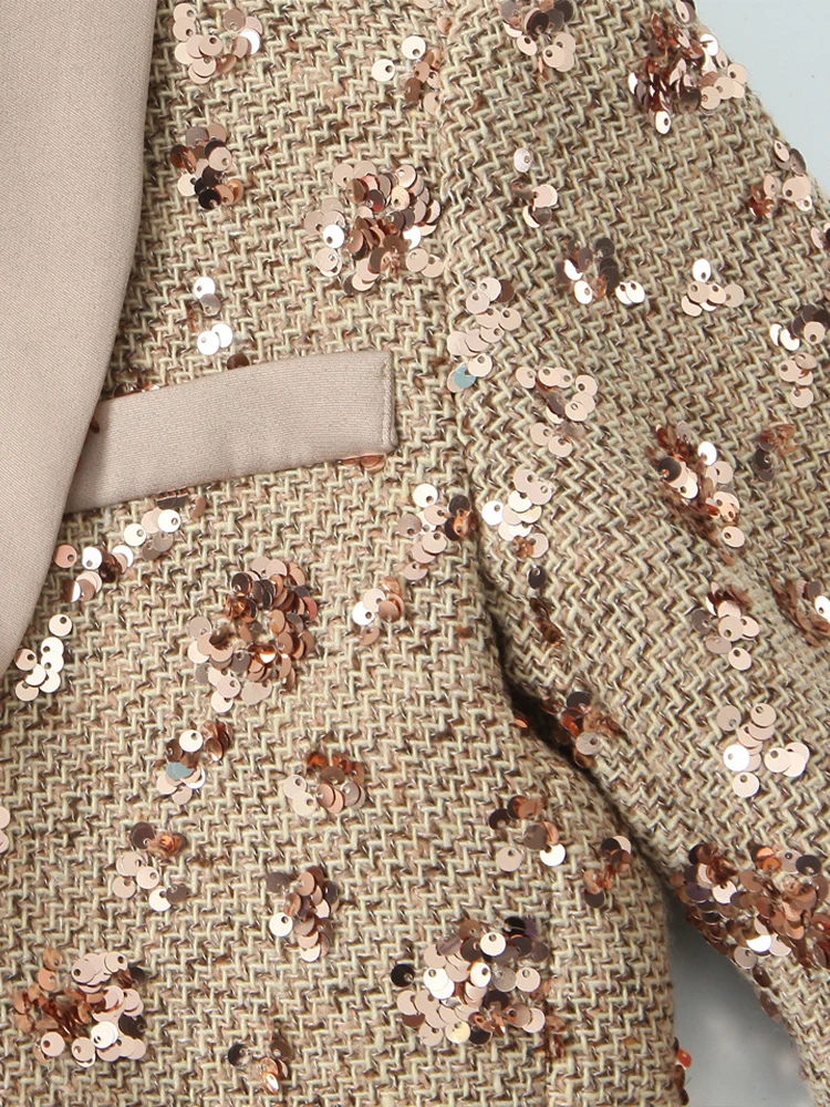 ヨーロッパ風の新しいレディースファッション、多用途でエレガントなスパンコール付きサイドタイの長袖スーツジャケット（職場向け）