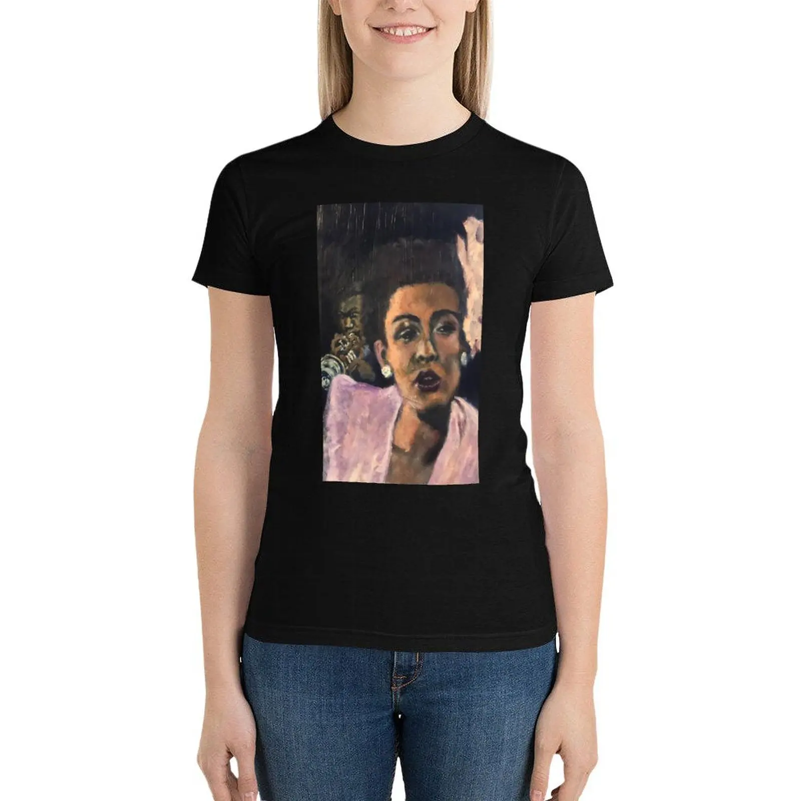 Billie Holiday T-Shirt tees vintage clothes Blouse Female clothing Woman fashion