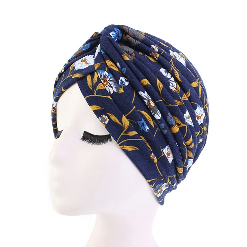 New Women Soft Floral Print Cotton Women Turban hats Fashion Banadans Cancer Headwrap Chemo Cap Head Wrap Hair Accessories