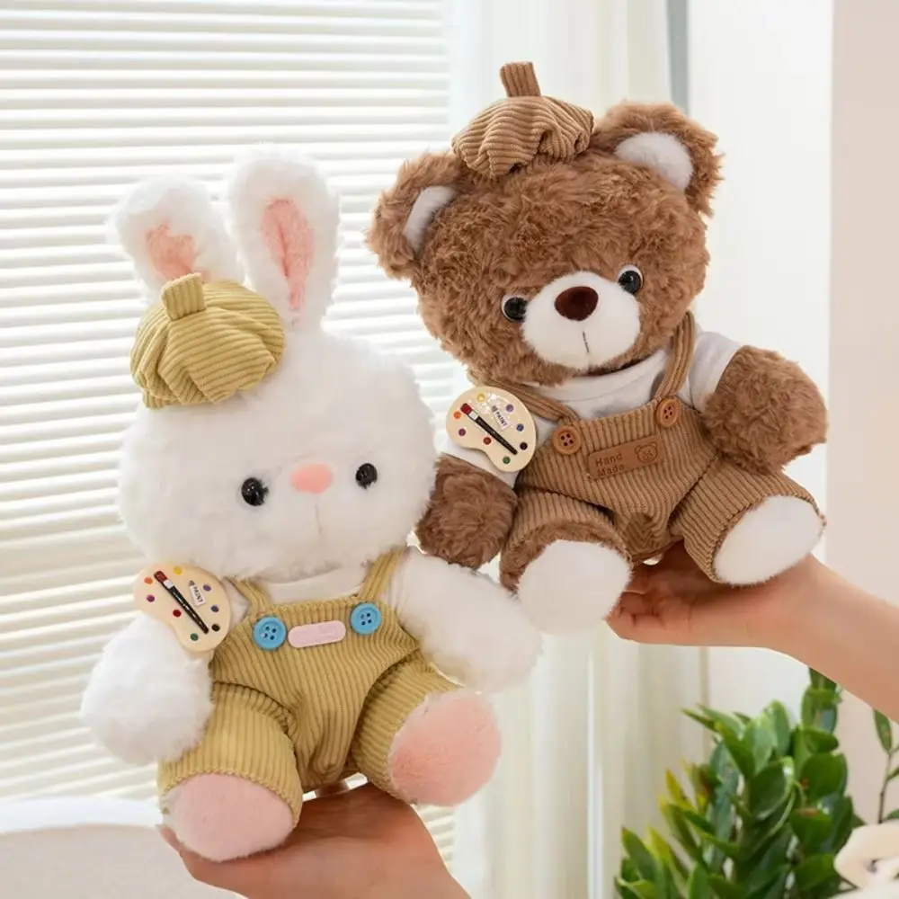 

With Hats Bear Wear Clothes Plush Toys Overall Interactive Bunny Soft Stuffed Toys Handmade Fluffy Rabbit Stuffed Animal