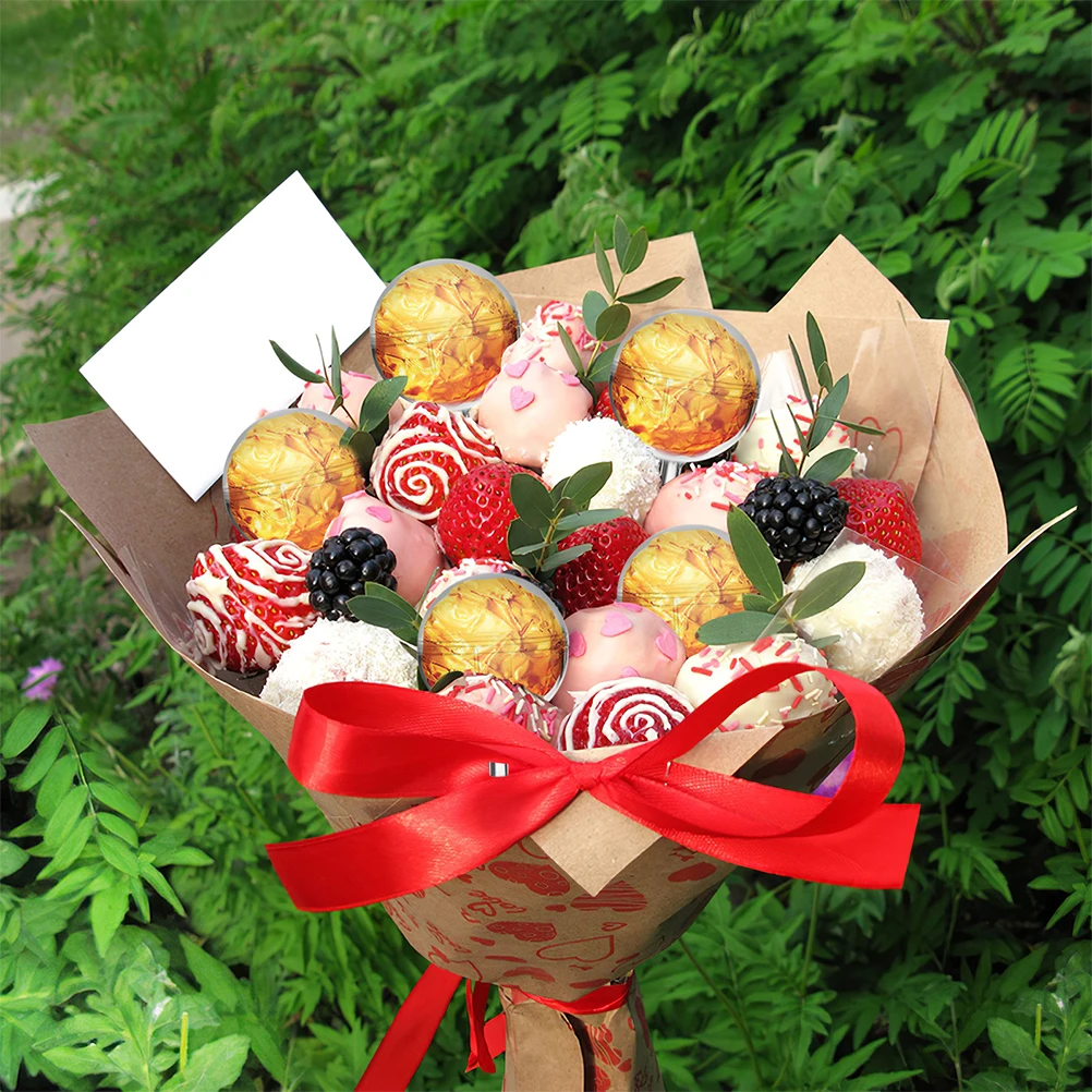 

50Pcs Chocolate Bouquet Holder Lid Plastic Round Chocolate Box Holder DIY Flower Packaging Wedding Party Supplies Birthday Decor