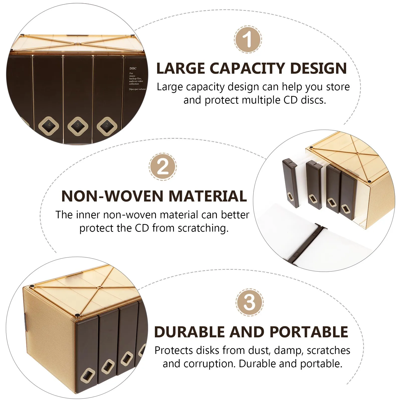 

Large Capacity Disc Storage Box Portable Cds Holder Case Soft Inner Non-Woven Material Scratch-Proof Cd Protector Storage Bag