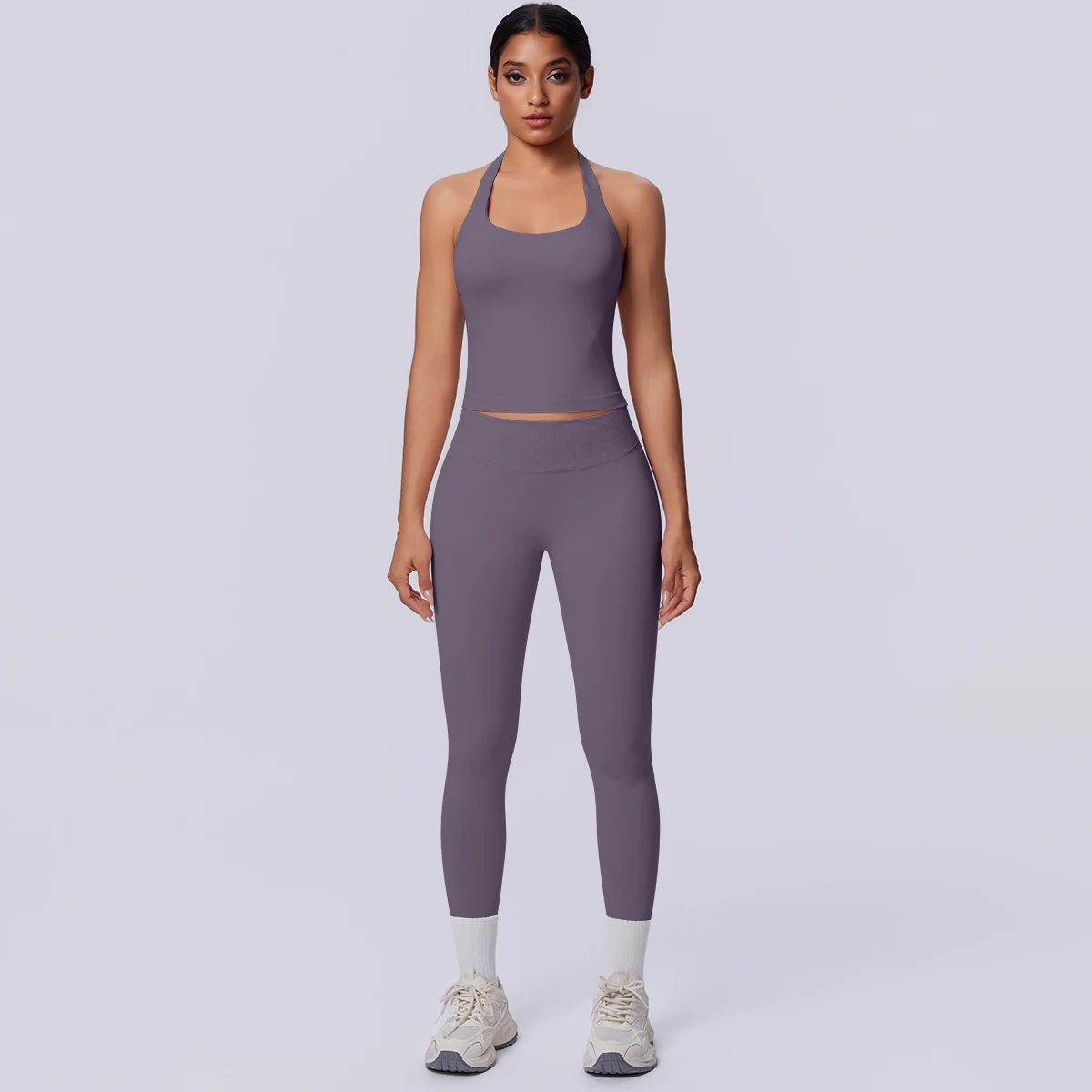 Sport Fitness Kleidung Damen Yoga Set Sommer Gym Lauf-Workout Top Yoga Weste Einfarbige Po-Formende Fitness Hose Yoga Set – Detail 38