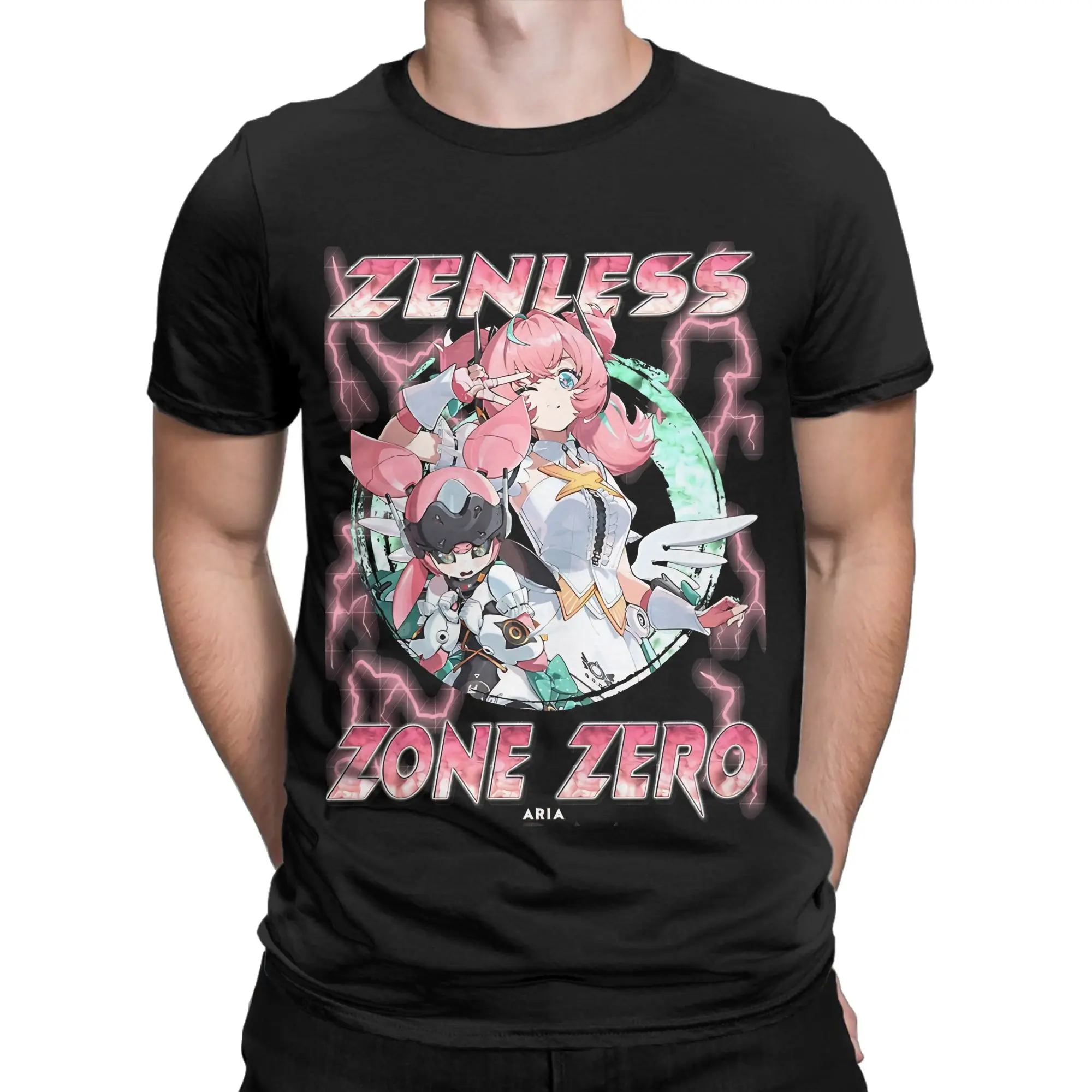 Zenless Zone Zero Aria Essential Shirt Funny 100% Cotton T-Shirt Zenless Zone Zero Tees Tops For Men